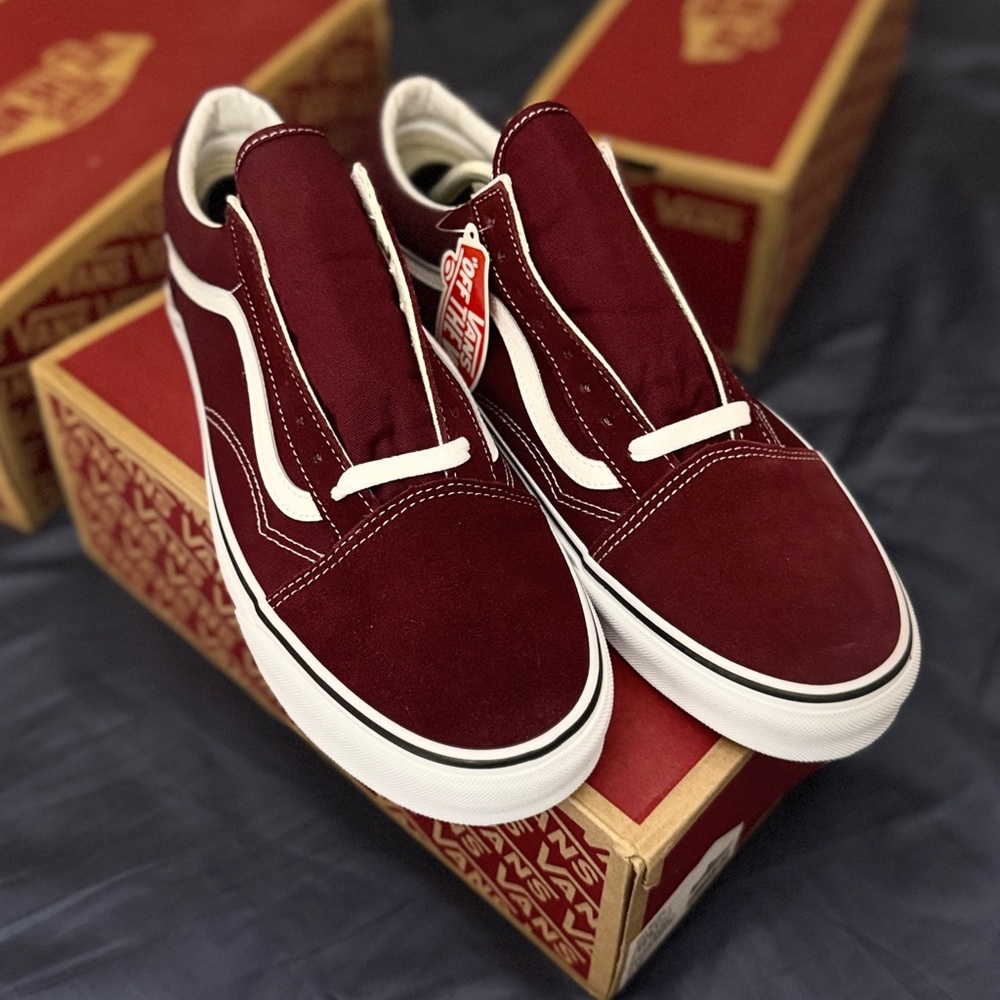 Vans Men's Burgundy Slip-On Sneakers